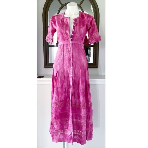 LoveShackFancy Edie Lace Short Sleeve Shirt Dress, NWT, Size XS - Picture 2 of 15